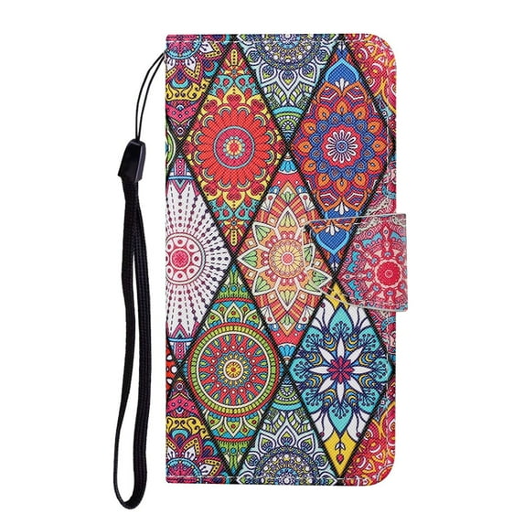 Allytechgroup for Samsung Galaxy S25+ Flip Case, Rich Pattern with Card Slots and Credict Slots Magnetic Clasp Soft Shockproof Leather Protective Case with Lanyard - Manadala