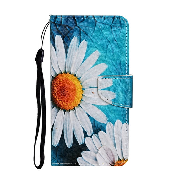 Allytechgroup for Samsung Galaxy S25 Flip Case, Rich Pattern with Card Slots and Credict Slots Magnetic Clasp Soft Shockproof Leather Protective Case with Lanyard - Sunflower
