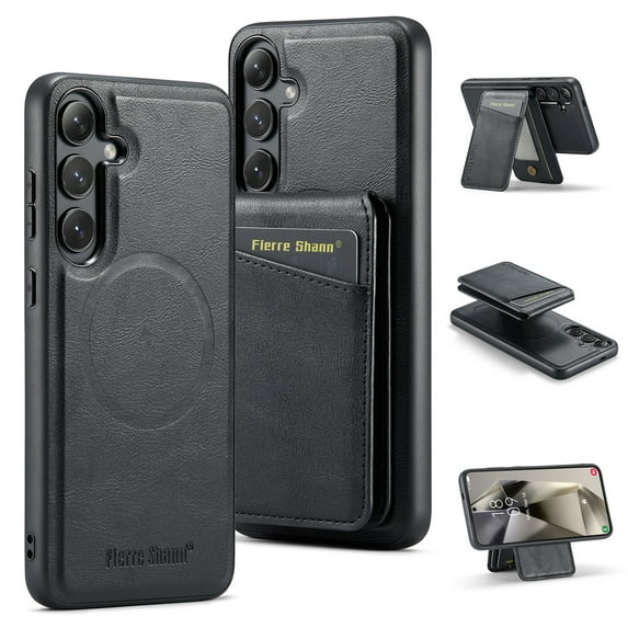 Allytechgroup Samsung Galaxy S25+ Plus Case, Detachable Wallet Case with Shockproof Bumper, Magnetic Back Cover MagSafe Compatibility Anti-Scratch 2 in 1 Phone Case for Galaxy S25+, Black
