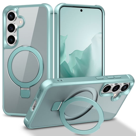 Allytechgroup Samsung Galaxy S25+ Plus Case Magnetic, Compatible for Magsafe & Car Mount Adjustable Stand Ring Holder Heavy Duty Shockproof Matte Phone Case for Samsung Galaxy S25+, Blue