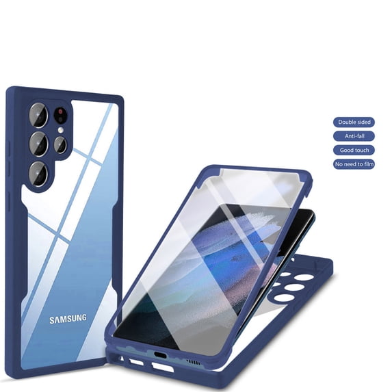 Allytechgroup for Samsung Galaxy S25 Ultra Case with Built-in Screen Protector, Full Body Protection Hard Acrylic Back Lightweight Scratch Resistant Clear Cover for Samsung Galaxy S25 Ultra - Blue