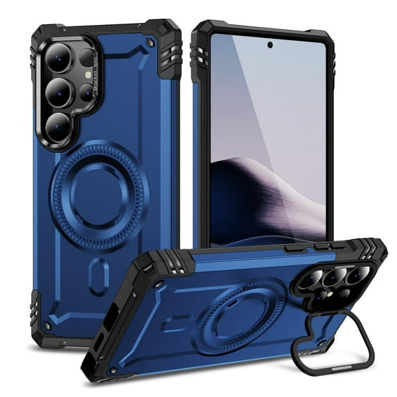 Allytechgroup for Samsung Galaxy S25 Ultra Case with Camera Kickstand, Include 1 Pack Screen Protector Support Wireless Charging Shockproof Magnetic Back Cover for Samsung Galaxy S25 Ultra, Blue