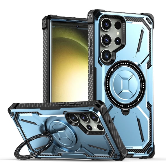Allytechgroup for Samsung Galaxy S25 Ultra Case, Compatible with Magsafe, Military Grade Drop Protection Ring Holder Kickstand Full Body Rugged Shockproof Phone Case Cover for Women Men, Blue