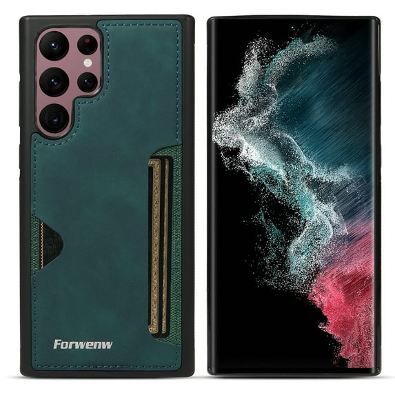 Allytechgroup for Samsung Galaxy S25 Ultra Case, Premium PU Leather Slim Fit Comfortable Grip Shockproof Anti-Scratch Bumper Phone Case Cover for Samsung Galaxy S25 Ultra Women Men, Green