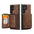 thumbnail image 1 of Allytechgroup Zipper Pocket Leather Wallet Cell Phone Case for Samsung Galaxy S25 Ultra, Brown, 1 of 7
