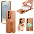 thumbnail image 1 of Allytechgroup for Samsung Galaxy S25 Ultra Case with Wristband [Compatible with MagSafe] [Military Grade Drop Protection] Magnetic Slim PU Leather Shell Soft TPU Back Shockproof Phone Case, Brown, 1 of 11