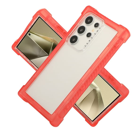 Allytechgroup for Samsung Galaxy S25 Ultra Clear Case, Hybrid TPU PC Rugged Corner Protective Matte Back Cover Anti-Scratch Not-Yellowing Phone Case Cover for Samsung Galaxy S25 Ultra, Red