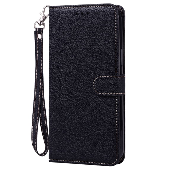 Allytechgroup for Samsung Galaxy S25+ Wallet Case, Premium PU Leather Magnetic Flip Phone Cover with Wrist Strap Kickstand Card Slots Shockproof Bumper for Samsung Galaxy S25+, Black