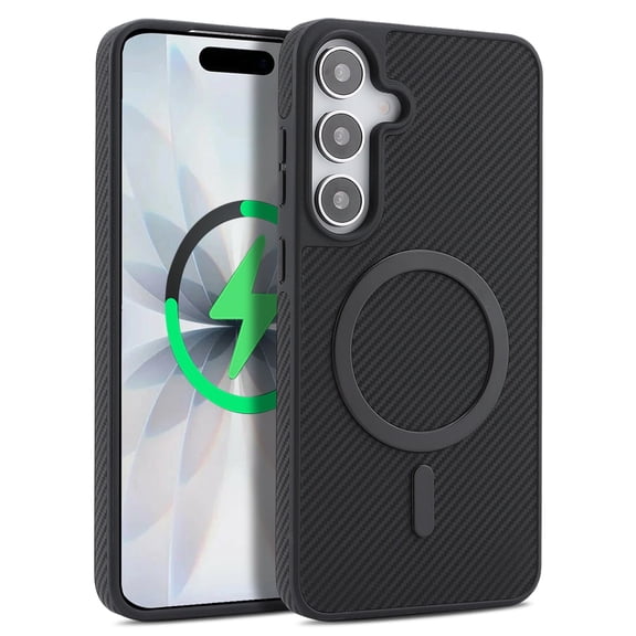 Allytechgroup for Samsung Galaxy S26+ Case, Slim Thin Carbon Fiber Back Cover Anti-Scratch Shockproof Support Wireless Charging Military Grade Drop Protection Non-Slip for Women Men, Black