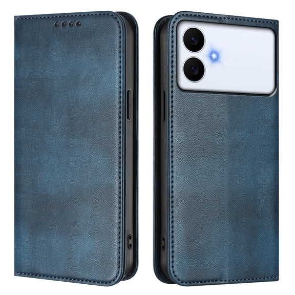 Allytechgroup for Samsung Galaxy S26 Edge Case Folio Stand [RFID Blocking] Wireless Charging Cover with Card Holder/Pockets PU Leather Magnetic Wallet Cover, Blue
