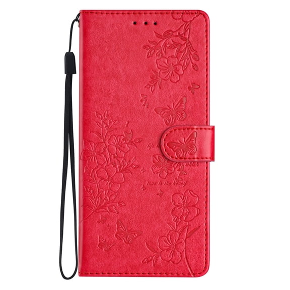 Allytechgroup for Samsung Galaxy S26 Edge Wallet Case, Flip Case with Credit Card Slot, Shock-Absorbent, Card Pocket, Protective Cover with Wrist Strap, Red