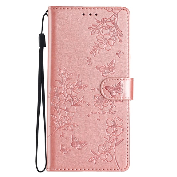 Allytechgroup for Samsung Galaxy S26 Edge Wallet Case, Flip Case with Credit Card Slot, Shock-Absorbent, Card Pocket, Protective Cover with Wrist Strap, Rosegold