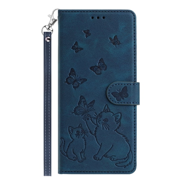 Allytechgroup for Samsung Galaxy S26 Edge Wallet Case, Premium PU Leather Cute Cat Butterfly Flip Cover Anti-Scratch Stand Shockproof Protective Case for Women Men, Darkblue