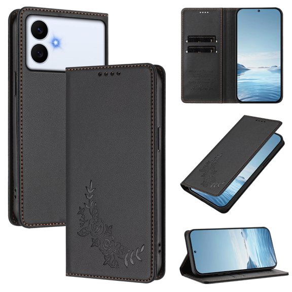 Allytechgroup for Samsung Galaxy S26 Edge Wallet Folio Case with RFID Card Slots, Support Wireless Charging Slim Fit PU Leather Rugged Non-Slip Shockproof Protective Bumper for Women Men, Black