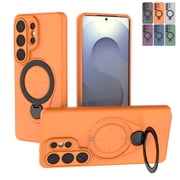 Allytechgroup for Samsung Galaxy S26 Ultra Cover, 360  Rotating Ring Holder Kickstand [Compatible with MagSafe] Shockproof Soft TPU Back Cover Magnetic Shell, Orange