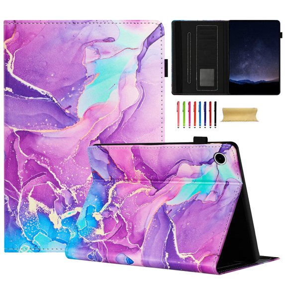 Allytechgroup Samsung Galaxy Tab A7 SM-T500 Marble Series 10.4" Slim Tablet Case, Purple