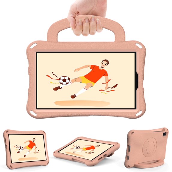 Allytechgroup Samsung Galaxy Tab A8 Cute Football Design 10.5" Handle Stand Kids Friendly Tablet Case, Pink
