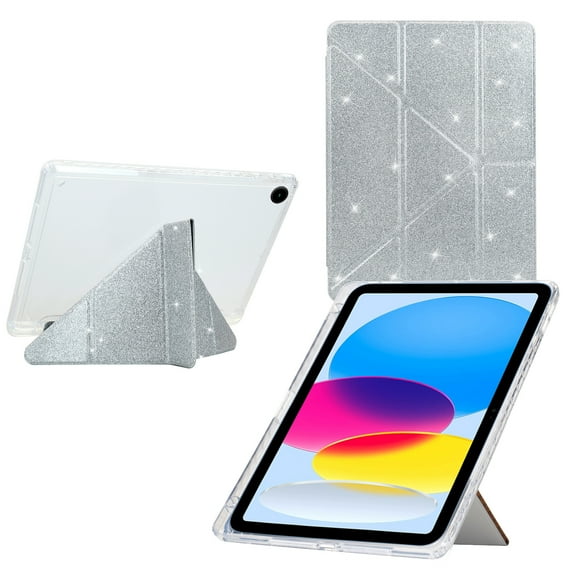 Allytechgroup for Samsung Galaxy Tab A9+/ A9 Plus Case 11" 2023 (SM-X210/X216/X215) Flip Bling Case, Shock-Absorbent TPU PU Leather Tablet Case Magnetic Kickstand & Dust Proof Protection, Silver