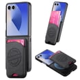 thumbnail image 1 of Allytechgroup for Samsung Galaxy Z Flip 5 Case with Card Holder, Magnetic Wireless Charging Wallet Back Cover, Faux Leather & Shockproof Hard PC Bumper, Lightweight, Anti-Slip Protective Shell, Black, 1 of 12