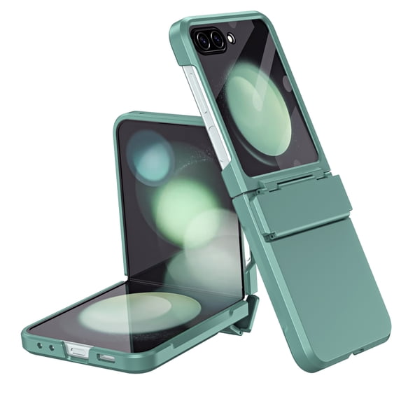 Allytechgroup for Samsung Galaxy Z Flip 5 Case with Screen Protector, Shockproof Solid Color Hinge Protection Bumper Rugged Case Cover for Women Men, Green