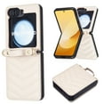 thumbnail image 1 of Allytechgroup for Samsung Galaxy Z Flip 5 Case with Shoulder Strap, Slim PU Leather &Soft TPU Back Cover Anti-Slip Rugged Shockproof Rubber Bumper Protective Phone Shell for Galaxy Z Flip 5, Beige, 1 of 11