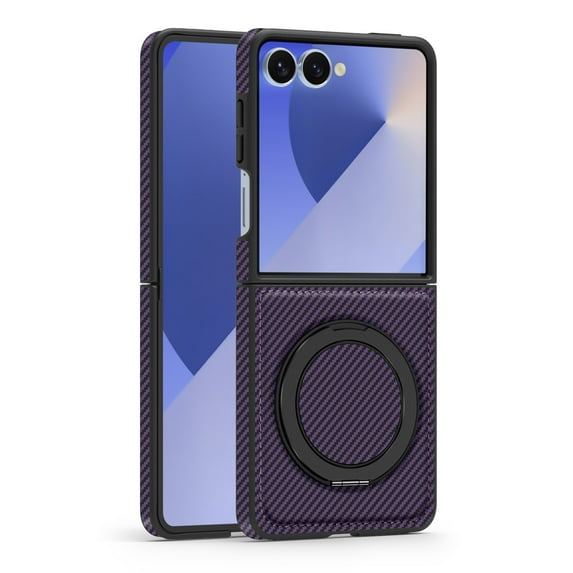 Allytechgroup for Samsung Galaxy Z Flip 7 Case with Kickstand, Support Wireless Charging Protection Against Drops & Bumper Reliable Lens & Screen Protection Shockproof Magnetic Back Cover, Purple