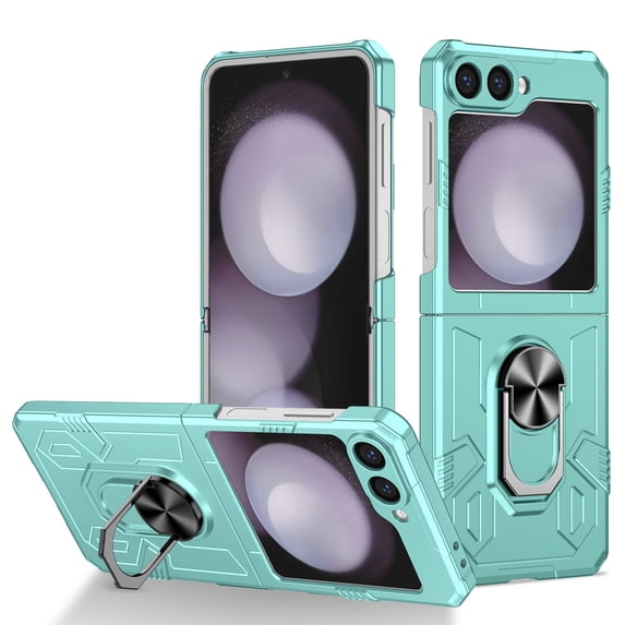 Allytechgroup for Samsung Galaxy Z Flip 7 Magnetic Case, Compatible with Car Mount Shockproof Ring Holder Anti-Scratch Bumper Slim Hard PC Cover Phone Case for Samsung Galaxy Z Flip 7, Skyblue