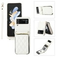 thumbnail image 1 of Allytechgroup for Samsung Galaxy Z Flip4 Wallet Case, Premium PU Leather Magnetic Buckle Zipper Pocket Card Slots Flip Stand Protective Cover with Hand Strap & Shoulder Strap - White, 1 of 8