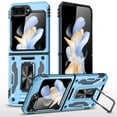 thumbnail image 1 of Allytechgroup for Samsung Galaxy Z Fllip 6 with Rotating Ring Kickstand [Camera slide Lens Protector Cover] Soft TPU Hard Back Shell Magnetic Stand Heavy Duty Military Grade Shockproof Case,Lightblue, 1 of 7
