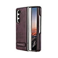 thumbnail image 1 of Allytechgroup for Samsung Galaxy Z Fold 3 Case, Premium PU Leather TPU Phone Case for Samsung Galaxy Z Fold 3 with Invisible Kickstand Shockproof Classic Cover for Women Men, Purple, 1 of 12