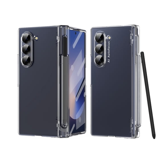 Allytechgroup for Samsung Galaxy Z Fold 4 Case with Stylus Pen + Pen Holder + Screen Protector, Full Body Protective Hinge Protection Rugged Case for Women Men, Clear
