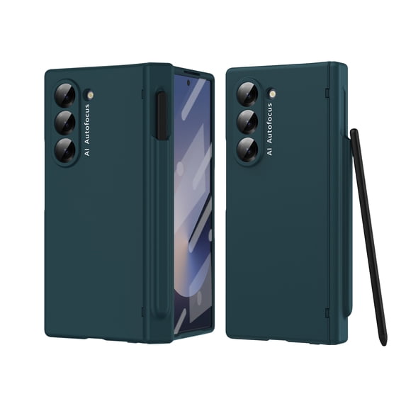 Allytechgroup for Samsung Galaxy Z Fold 4 Case with Stylus Pen + Pen Holder + Screen Protector, Full Body Protective Hinge Protection Rugged Case for Women Men, Cyan