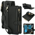 thumbnail image 1 of Allytechgroup for Samsung Galaxy Z Fold 4 Case Wallet, 6 Cards Slots Cash Zipper Pocket S Pen Holder Hand Strap Wrist Flip Cover Protective Phone Case Cover for Samsung Galaxy Z Fold 4,Black, 1 of 7