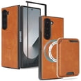 thumbnail image 1 of Allytechgroup for Samsung Galaxy Z Fold 4 Phone Case with Card Holder [Compatible with Magsafe Wireless Charging] Slim PU Leather Magnetic Wallet Back Flip Case Soft TPU Bumper Shockproof Cover, Brown, 1 of 15