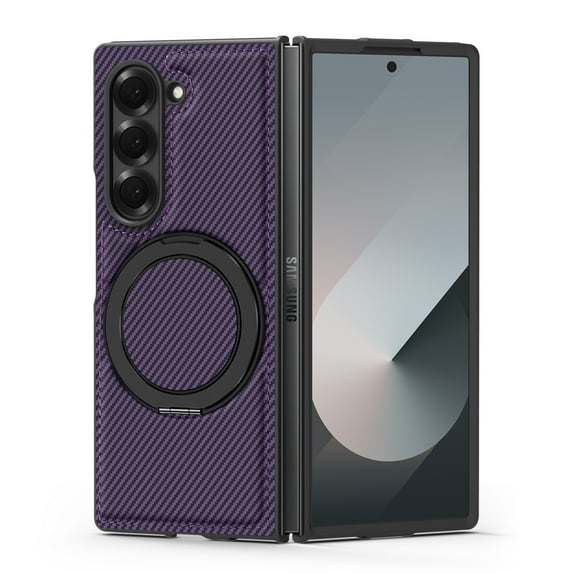 Allytechgroup for Samsung Galaxy Z Fold 6 Case with Kickstand, Support Wireless Charging Protection Against Drops & Bumper Reliable Lens & Screen Protection Shockproof Magnetic Back Cover, Purple