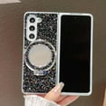 thumbnail image 1 of Allytechgroup For Samsung Galaxy Z Fold 7 Case Glitter Bling, with Makeup Mirror Ring Bracket Stand Rugged Shockproof PC Back Cover Anti-Scratch Stylish Phone Case for Samsung Galaxy Z Fold 7,Black, 1 of 8