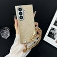 thumbnail image 1 of Allytechgroup for Samsung Galaxy Z Fold 7 Case with Pearl-Accented Metal Chain Phone Charm, Classical Folding Glitter Bling Plating Frame Slim Shockproof Cover for Samsung Galaxy Z Fold 7, Gold, 1 of 8