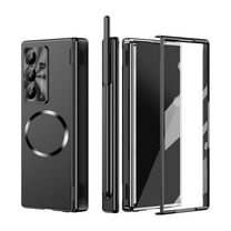 Allytechgroup for Samsung Galaxy Z Fold 7 Case with S Pen & S Pen Holder [Tempered Glass Screen Protector] [Compatible with MagSafe] [Hinge Protection] Magnetic Shockproof Lens Protection Case, Black