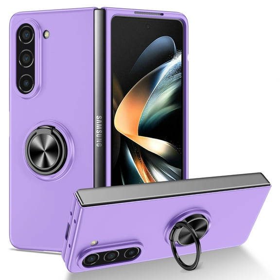Allytechgroup for Samsung Galaxy Z Fold 7 Case, Slim Lightweight Shell with Ring Holder Stand Compatible with Car Mount Shockproof Protective Cover for Samsung Galaxy Z Fold 7, Purple