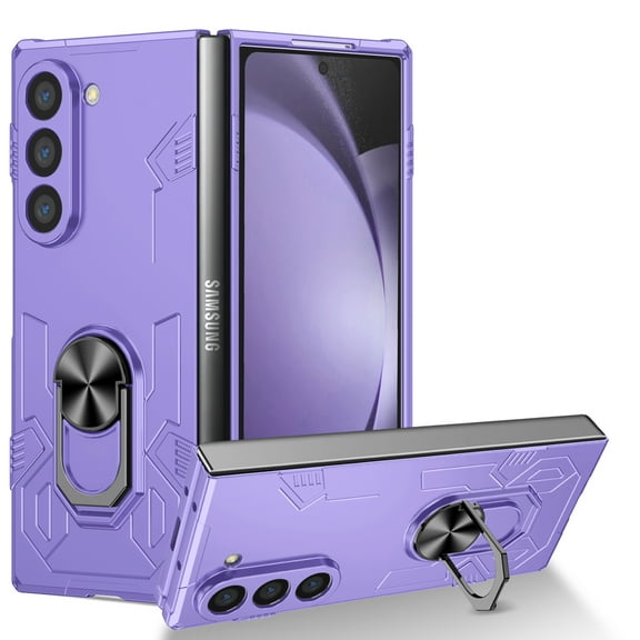 Allytechgroup for Samsung Galaxy Z Fold 7 Magnetic Case, Compatible with Car Mount Shockproof Ring Holder Anti-Scratch Bumper Slim Hard PC Cover Phone Case for Samsung Galaxy Z Fold 7, Purple