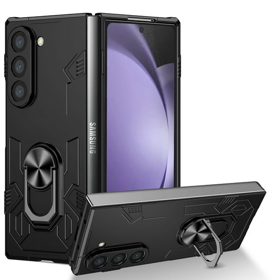 Allytechgroup for Samsung Galaxy Z Fold 7 Magnetic Case, Compatible with Car Mount Shockproof Ring Holder Anti-Scratch Bumper Slim Hard PC Cover Phone Case for Samsung Galaxy Z Fold 7, Black