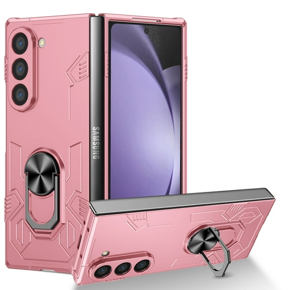 Allytechgroup for Samsung Galaxy Z Fold 7 Magnetic Case, Compatible with Car Mount Shockproof Ring Holder Anti-Scratch Bumper Slim Hard PC Cover Phone Case for Samsung Galaxy Z Fold 7, Pink