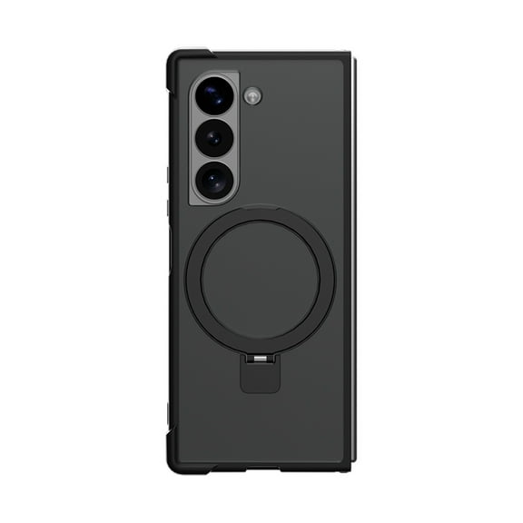 Allytechgroup for Samsung Galaxy Z Fold 7 Protective Case, Shockproof Shell with Kickstand Magnetic Back Cover Shock-Absorbent Non-Slip PC+TPU Metal Basic Case Wireless Charging Support, Black