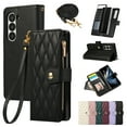thumbnail image 1 of Allytechgroup for Samsung Galaxy Z Fold 7 Wallet Case, with Crossbody Shoulder Strap Hand Wrist Cards Holder Zipper Pocket RFID Blocking Shockproof Flip Cover Stand Snap Closure Phone Case, Black, 1 of 9