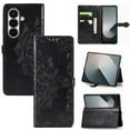 thumbnail image 1 of Allytechgroup for Samsung Galaxy Z Fold 7 Wallet Case, PU Leather with Embossed Pattern, Magnetic Clasp Kickstand Card Cash Slots Shockproof Slim Flip Case with Hand Strap for Women Men, Black, 1 of 7