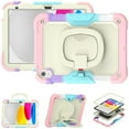 thumbnail image 1 of Allytechgroup Screen Protector Case for Apple iPad 6th 5th Generation 9.7" 2018/2017, Heavy Duty Protective Build-in Pencil Holder Handle Stand Rugged Bumper Case Kids Friendly,Pink, 1 of 6
