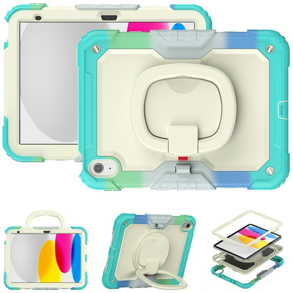 Allytechgroup Screen Protector Case for Apple iPad 9th 8th 7th Generation 10.2 Inch 2021 2020 2019, Heavy Duty Protective Build-in Pencil Holder Handle Stand Rugged Bumper Case Kids Friendly,Green