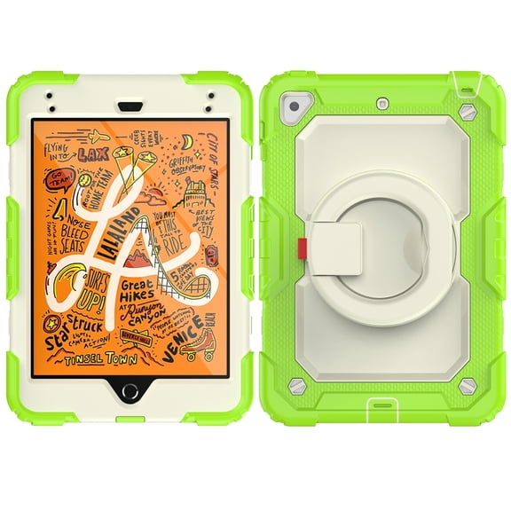Allytechgroup Screen Protector Case for Apple iPad mini 5th Gen/ mini 4th Gen 7.9", Heavy Duty Protective Build-in Pencil Holder Handle Stand Rugged Bumper Case Kids Friendly for iPad mini 5 4,Lime