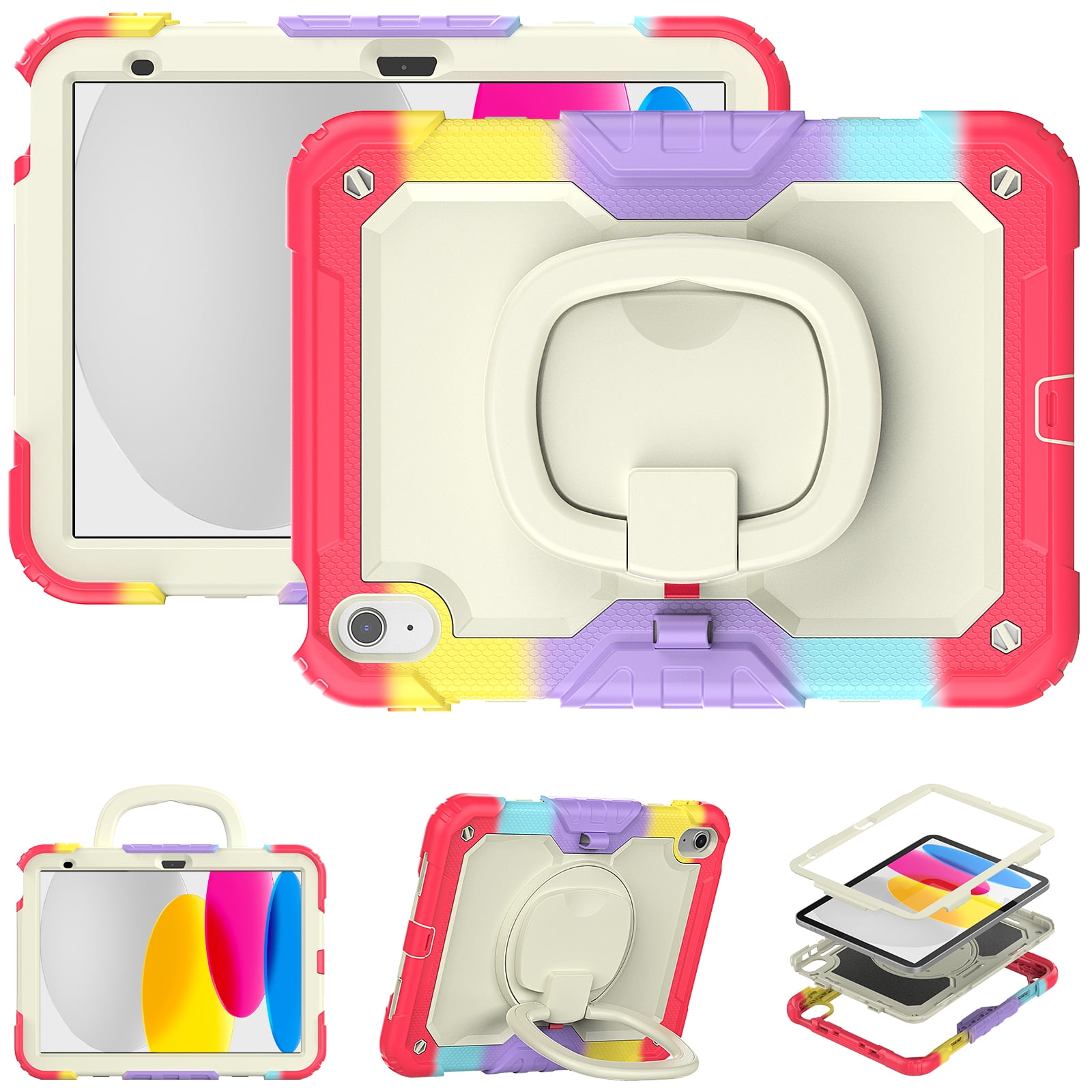 Allytechgroup Screen Protector Case for Apple iPad mini 5th Gen/ mini 4th Gen 7.9", Heavy Duty Protective Build-in Pencil Holder Handle Stand Rugged Bumper Case Kids Friendly for iPad mini 5 4,Red