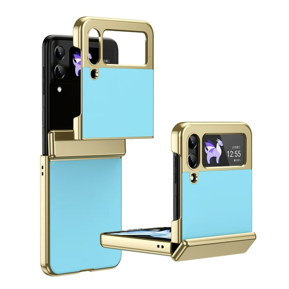 Allytechgroup Screen Protector Case for Samsung Galaxy Z Flip 4, Matte Slim Hinge Protection Anti-Scratch Full Body Shockproof Bumper Rugged Phone Case Cover for Galaxy Z Flip 4, Iceblue